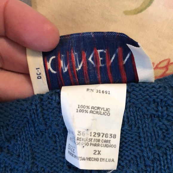 Vtg 90s DONNKENNY Classics Size 2X Textured Openweave Marine Blue Pullover NEW - Picture 13 of 15